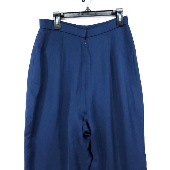 Carolina Herrera Silk Trousers Size 8 Straight leg Flat front Brown Back Zip - Picture 5 of 15